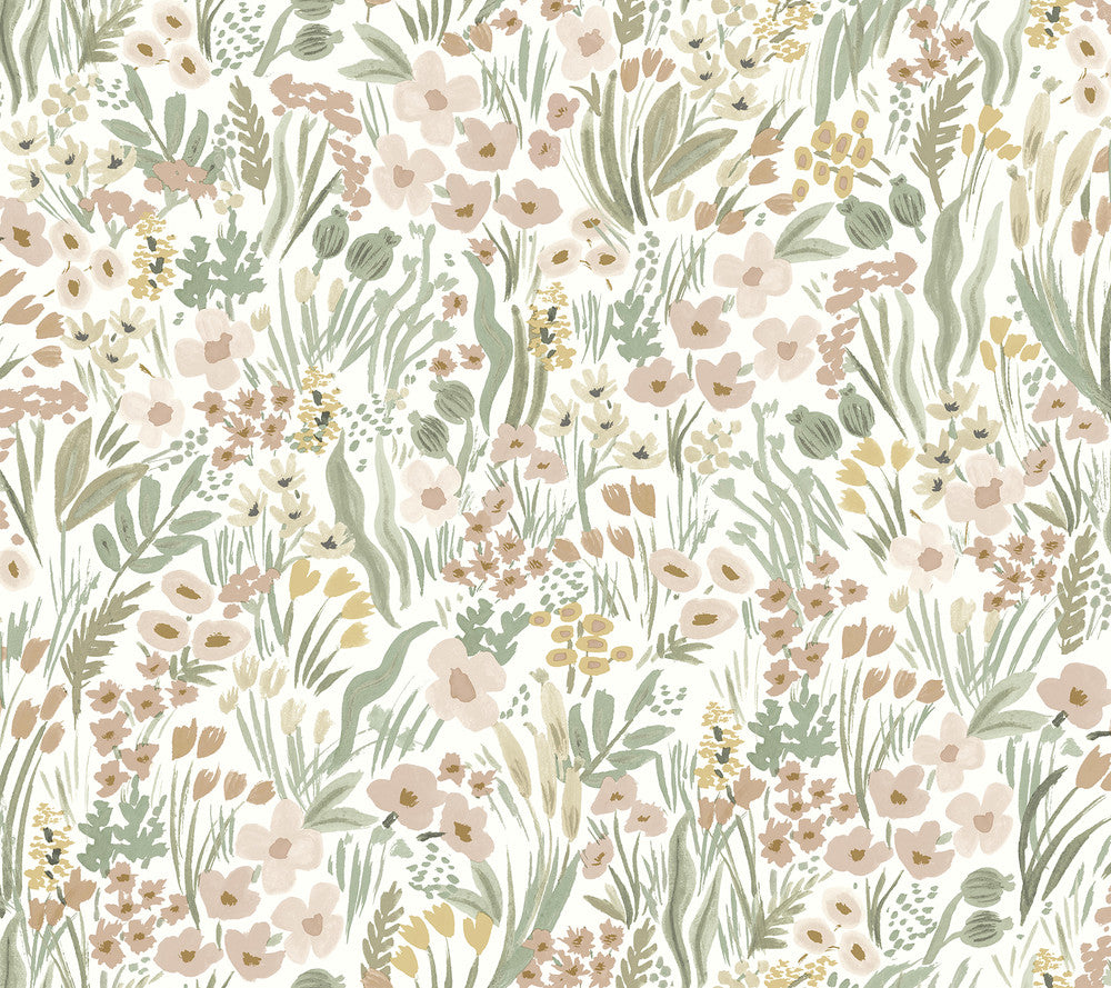 Lea Blush Peel & Stick Wallpaper by Rifle Paper Co. P&S Rifle Paper 2 Covers about 45 square feet 27-in by 20-ft long roll Peel & Stick 24 - Fabric Carolina -