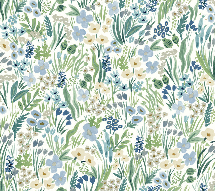 Lea Indigo Peel & Stick Wallpaper by Rifle Paper Co. P&S Rifle Paper 2 Covers about 45 square feet 27-in by 20-ft long roll Peel & Stick 24 - Fabric Carolina -