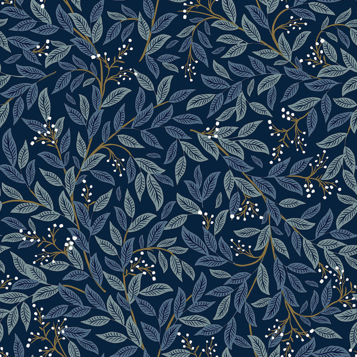 Willowberry Navy Peel & Stick Wallpaper by Rifle Paper Co. P&S Rifle Paper 2 Covers about 34.2 square feet 20.5-in by 20-ft long roll Peel & Stick 20.5 - Fabric Carolina -