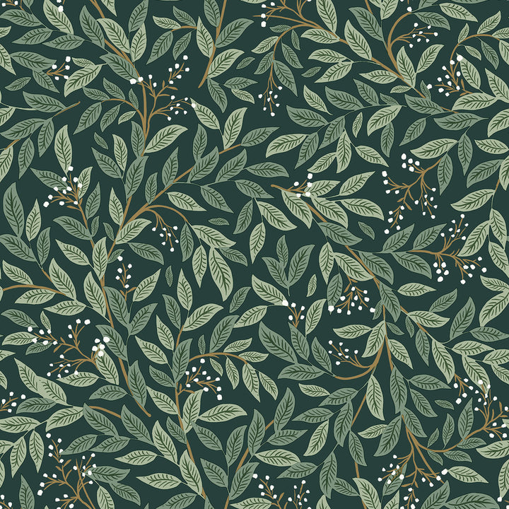 Willowberry Emerald Peel & Stick Wallpaper by Rifle Paper Co. P&S Rifle Paper 2 Covers about 34.2 square feet 20.5-in by 20-ft long roll Peel & Stick 20.5 - Fabric Carolina -