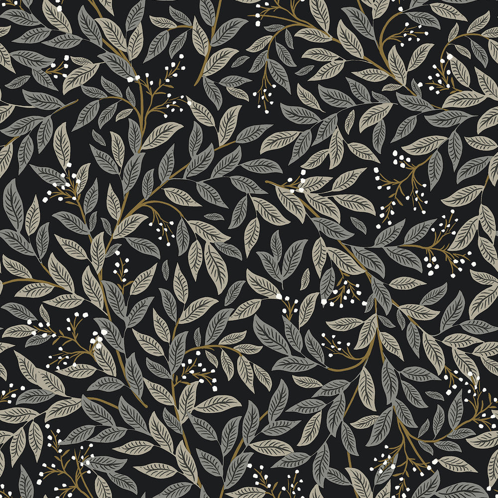 Willowberry Black Peel & Stick Wallpaper by Rifle Paper Co. P&S Rifle Paper 2 Covers about 34.2 square feet 20.5-in by 20-ft long roll Peel & Stick 20.5 - Fabric Carolina -
