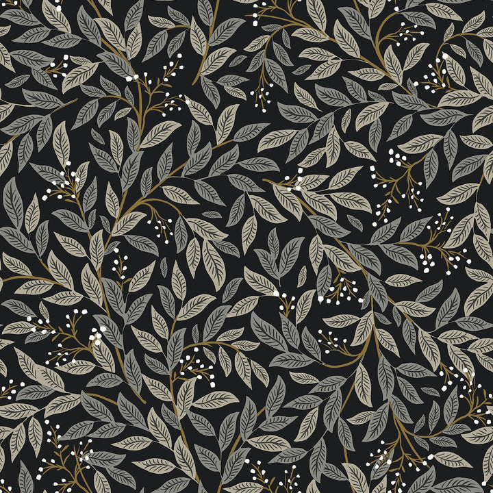 Willowberry Black Peel & Stick Wallpaper by Rifle Paper Co. P&S Rifle Paper 2 Covers about 34.2 square feet 20.5-in by 20-ft long roll Peel & Stick 20.5 - Fabric Carolina -
