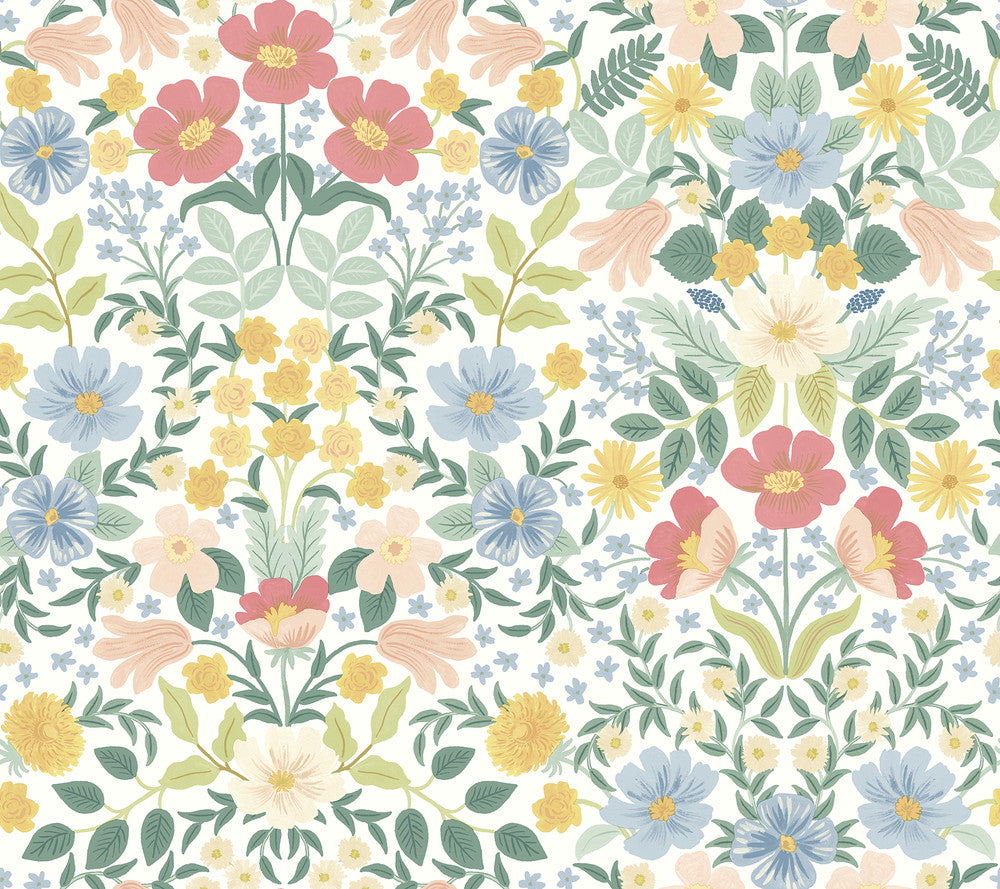 Bramble Garden Pastel Multi Peel & Stick Wallpaper by Rifle Paper Co. P&S Rifle Paper 2 Covers about 45 square feet 27-in by 20-ft long roll Peel & Stick 24 - Fabric Carolina -