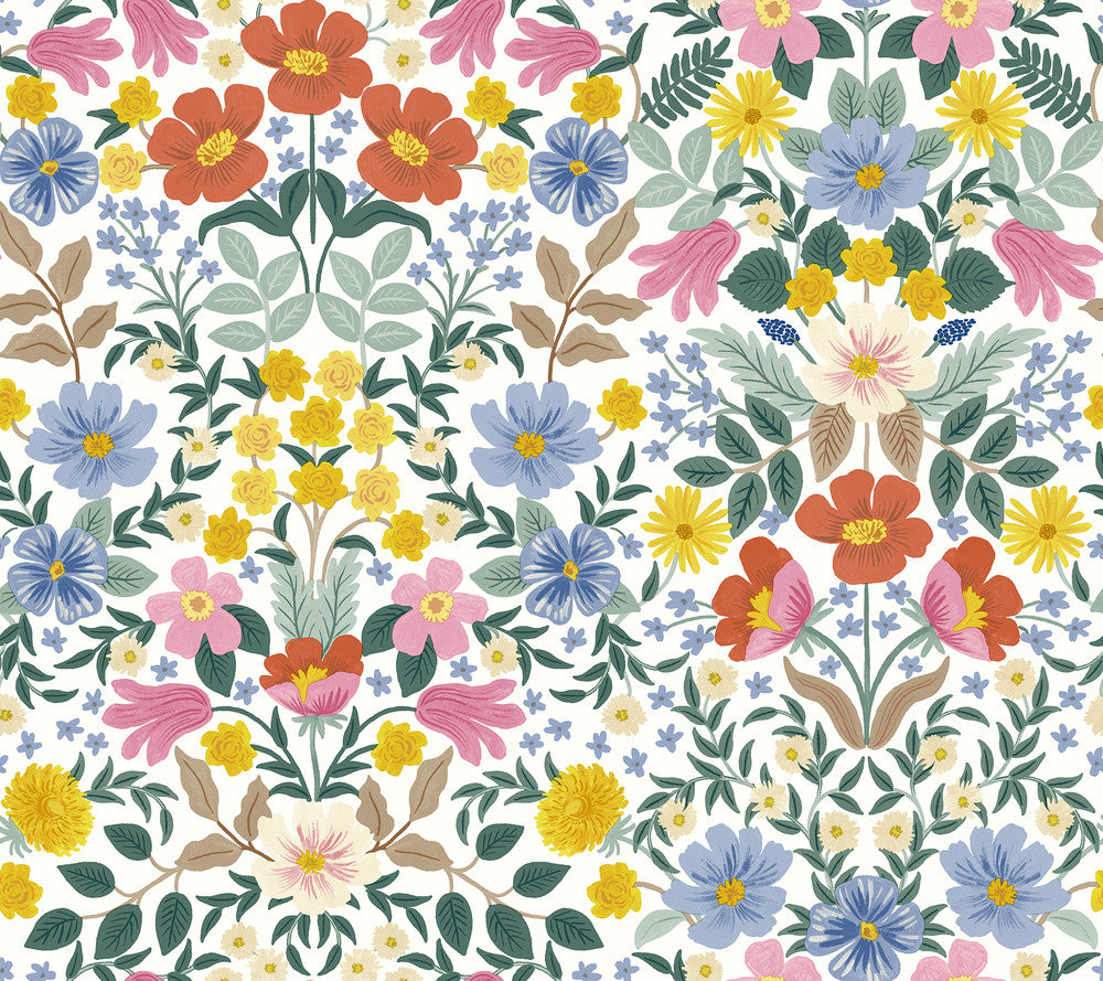 Bramble Garden White Peel & Stick Wallpaper by Rifle Paper Co. P&S Rifle Paper 2 Covers about 45 square feet 27-in by 20-ft long roll Peel & Stick 24 - Fabric Carolina -