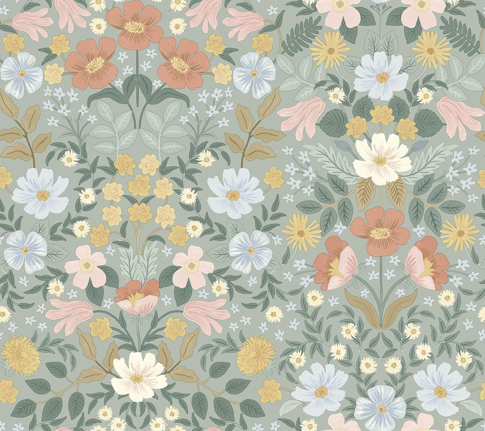 Bramble Garden Sage Peel & Stick Wallpaper by Rifle Paper Co. P&S Rifle Paper 2 Covers about 45 square feet 27-in by 20-ft long roll Peel & Stick 24 - Fabric Carolina -