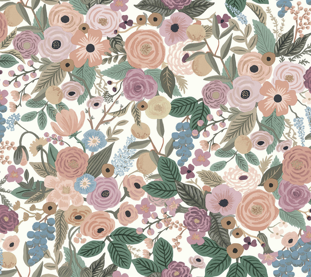 Garden Party Blush Multi Peel & Stick Wallpaper by Rifle Paper Co. P&S Rifle Paper 2 Covers about 45 square feet 27-in by 20-ft long roll Peel & Stick 24 - Fabric Carolina -