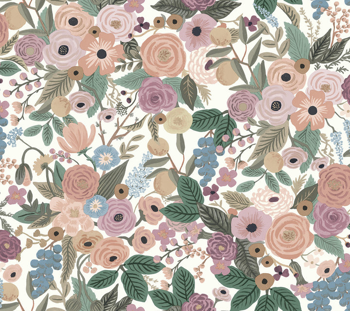 Garden Party Blush Multi Peel & Stick Wallpaper by Rifle Paper Co. P&S Rifle Paper 2 Covers about 45 square feet 27-in by 20-ft long roll Peel & Stick 24 - Fabric Carolina -