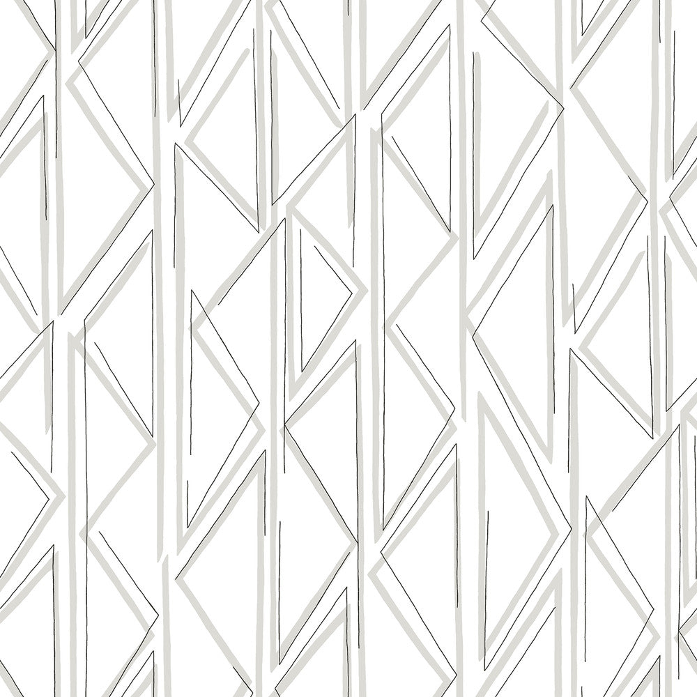 Sideways Sketch Grey Wallpaper by Magnolia Home Magnolia Home Covers about 34.2 square feet 20.5-in by 20-ft long roll Peel & Stick 20.5 - Fabric Carolina -