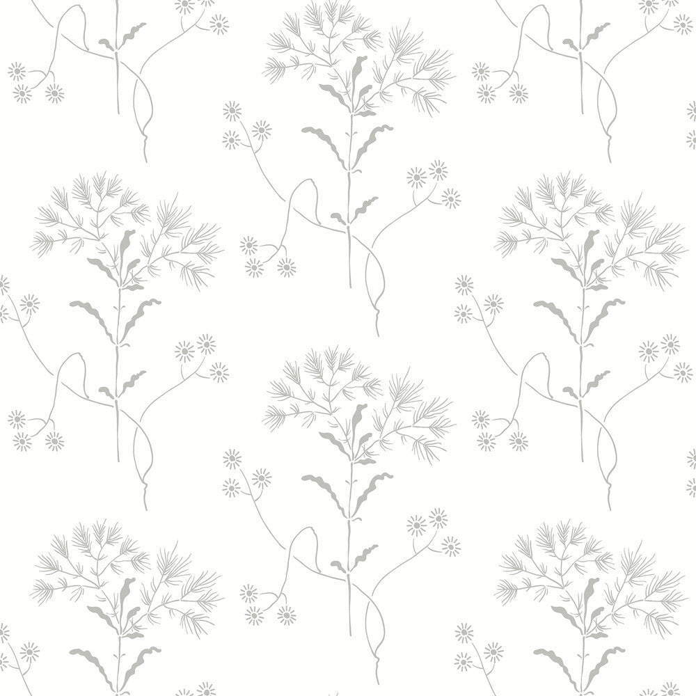 Wildflower Grey Wallpaper by Magnolia Home Magnolia Home Covers about 34.2 square feet 20.5-in by 20-ft long roll Peel & Stick 10.25 - Fabric Carolina -