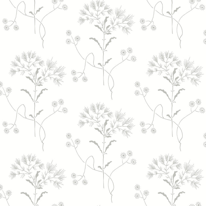 Wildflower Grey Wallpaper by Magnolia Home Magnolia Home Covers about 34.2 square feet 20.5-in by 20-ft long roll Peel & Stick 10.25 - Fabric Carolina -