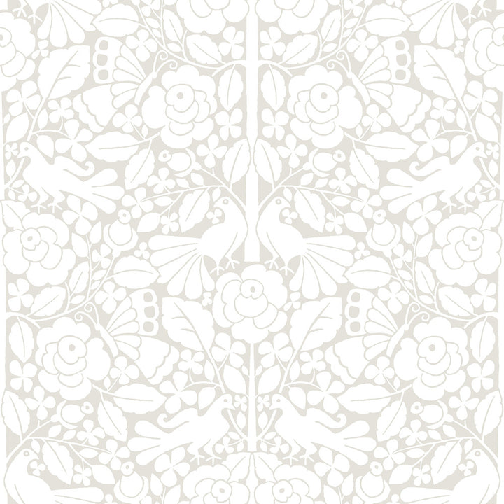 Fairy Tales Beige Wallpaper by Magnolia Home Magnolia Home Covers about 34.2 square feet 20.5-in by 20-ft long roll Peel & Stick 20.5 - Fabric Carolina -