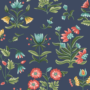 Heirloom Floral Navy Peel & Stick Wallpaper by Erin & Ben