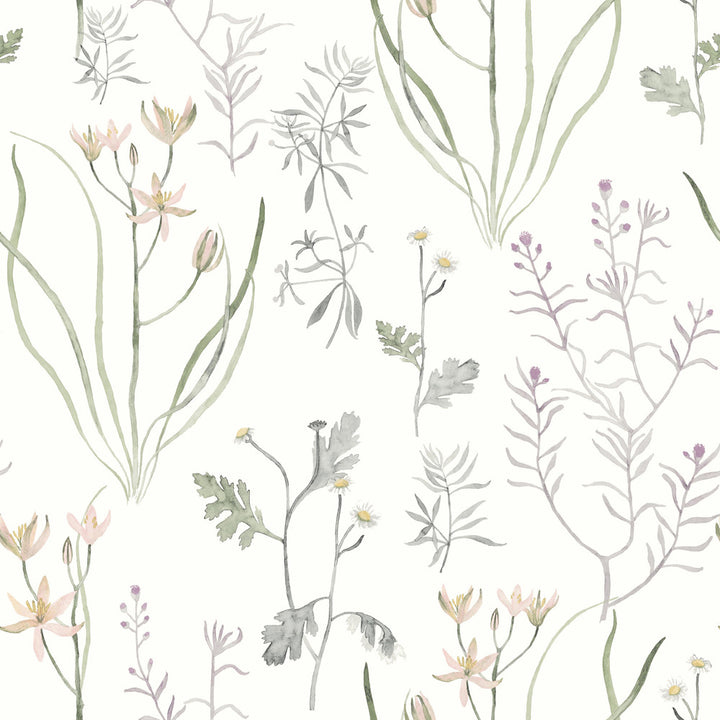 Alpine Botanical Lavender Peel & Stick Wallpaper by York Wallcoverings Watercolor Botanicals Covers about 34.2 square feet 20.5-in by 20-ft long roll Peel & Stick 20.5 - Fabric Carolina -