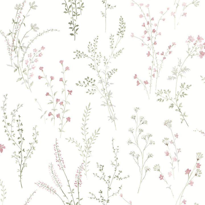 Wildflower Sprigs Multicolor Peel & Stick Wallpaper by York Wallcoverings Watercolor Botanicals Covers about 34.2 square feet 20.5-in by 20-ft long roll Peel & Stick 20.5 - Fabric Carolina -