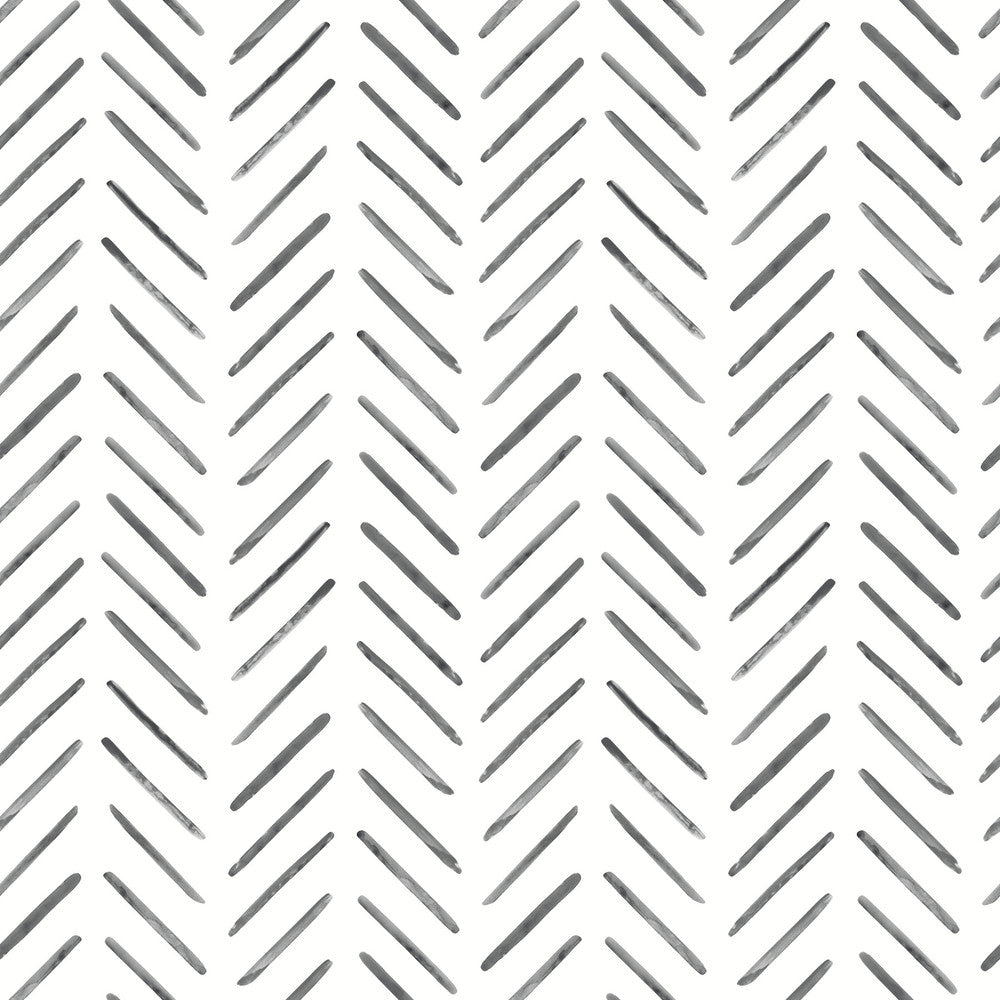 Painted Herringbone Black Peel & Stick Wallpaper by York Wallcoverings Watercolor Botanicals Covers about 34.2 square feet 20.5-in by 20-ft long roll Peel & Stick 20.5 - Fabric Carolina -