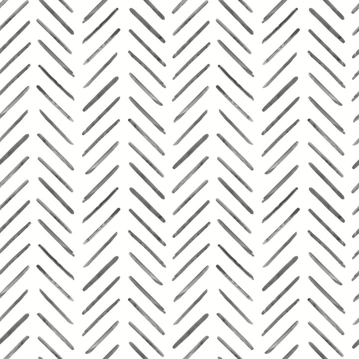 Painted Herringbone Black Peel & Stick Wallpaper by York Wallcoverings Watercolor Botanicals Covers about 34.2 square feet 20.5-in by 20-ft long roll Peel & Stick 20.5 - Fabric Carolina -