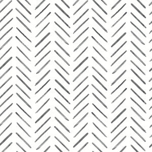 Painted Herringbone Black Peel & Stick Wallpaper by York Wallcoverings