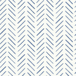 Painted Herringbone Navy Peel & Stick Wallpaper by York Wallcoverings