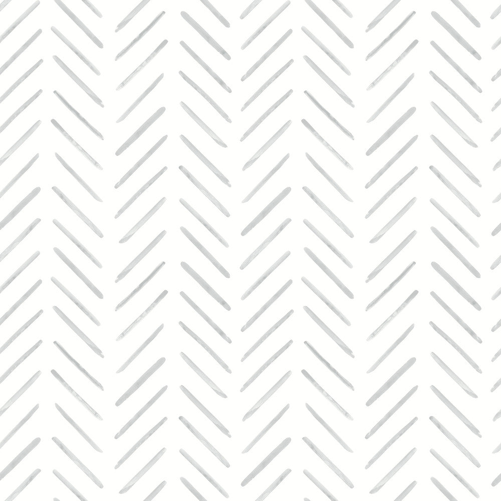 Painted Herringbone Fog Peel & Stick Wallpaper by York Wallcoverings Watercolor Botanicals Covers about 34.2 square feet 20.5-in by 20-ft long roll Peel & Stick 20.5 - Fabric Carolina -