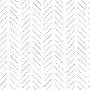 Painted Herringbone Fog Peel & Stick Wallpaper by York Wallcoverings