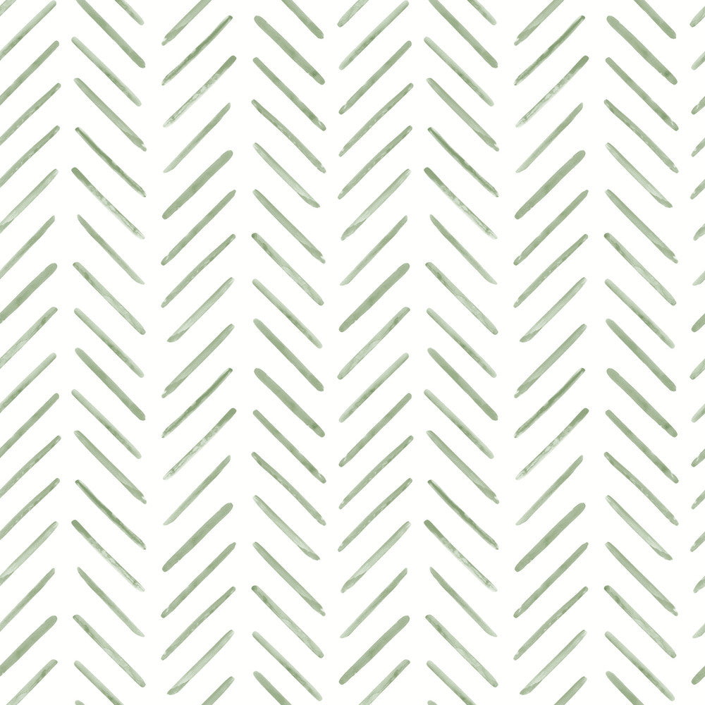 Painted Herringbone Fern Peel & Stick Wallpaper by York Wallcoverings Watercolor Botanicals Covers about 34.2 square feet 20.5-in by 20-ft long roll Peel & Stick 20.5 - Fabric Carolina -