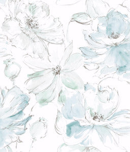 Floral Dreams Mineral Green Peel & Stick Wallpaper by York Wallcoverings