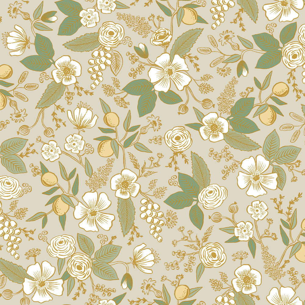 Colette Linen Peel & Stick Wallpaper by Rifle Paper Co. P&S Rifle Paper 3 Covers about 34.2 square feet 20.5-in by 20-ft long roll Peel & Stick 20.5 - Fabric Carolina -