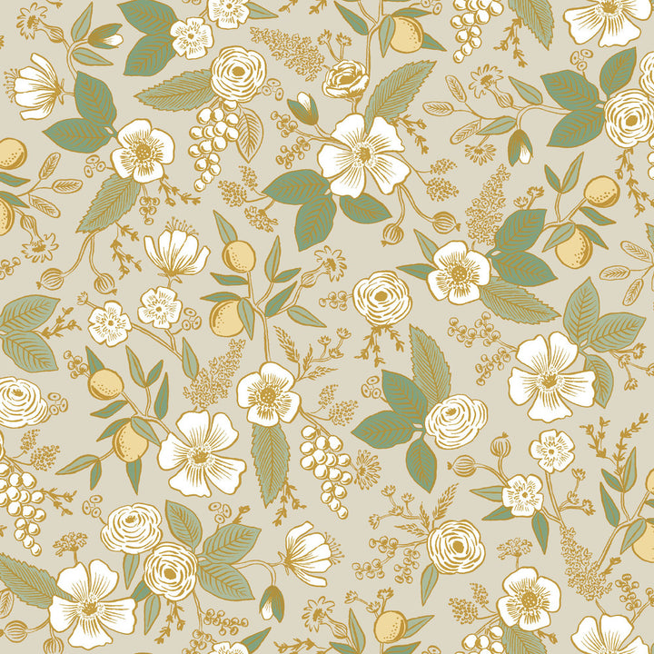Colette Linen Peel & Stick Wallpaper by Rifle Paper Co. P&S Rifle Paper 3 Covers about 34.2 square feet 20.5-in by 20-ft long roll Peel & Stick 20.5 - Fabric Carolina -
