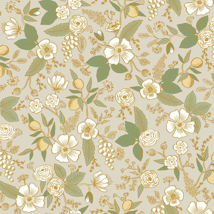 Colette Linen Peel & Stick Wallpaper by Rifle Paper Co. Designer P&S Rifle Paper 3 Covers about 34.2 square feet 20.5-in by 20-ft long roll Peel & Stick 20.5 - Swanky Fabrics -