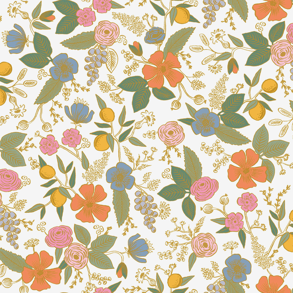 Colette Rose Peel & Stick Wallpaper by Rifle Paper Co. P&S Rifle Paper 3 Covers about 34.2 square feet Peel & Stick 20.5-in repeat, drop match 20.5-in by 20-ft long roll - Fabric Carolina -