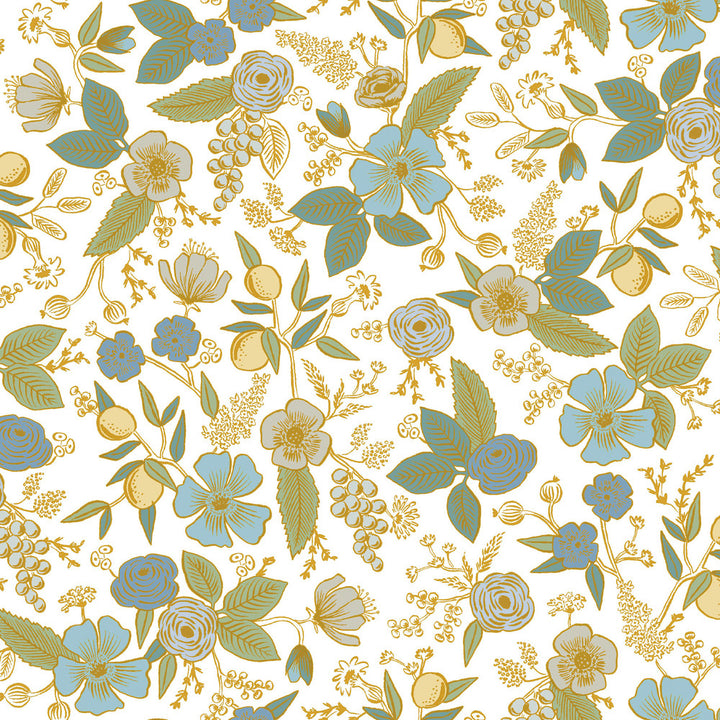 Colette Blue Peel & Stick Wallpaper by Rifle Paper Co. P&S Rifle Paper 3 Covers about 34.2 square feet Peel & Stick 20.5-in repeat, drop match 20.5-in by 20-ft long roll - Fabric Carolina -