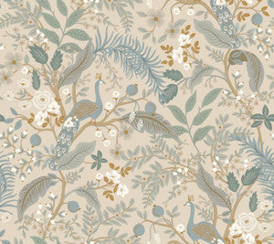 Peacock Garden Linen Peel & Stick Wallpaper by Rifle Paper Co.
