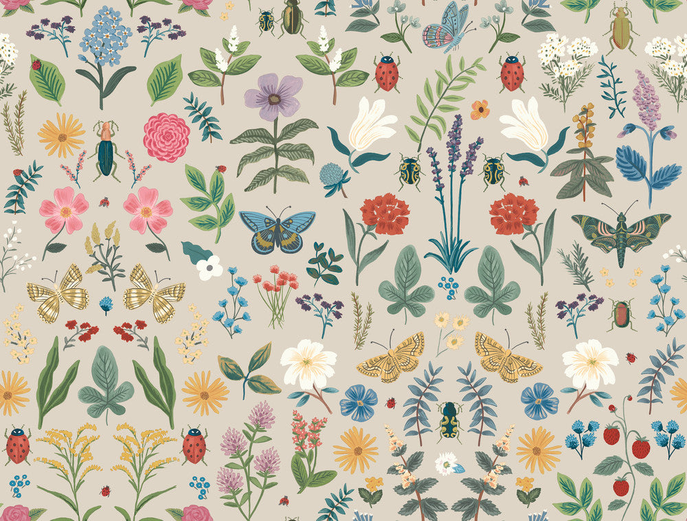 Curio Linen Peel & Stick Wallpaper by Rifle Paper Co. P&S Rifle Paper 3 Covers about 45 square feet 27-in by 20-ft long roll Peel & Stick 20.5 - Fabric Carolina -