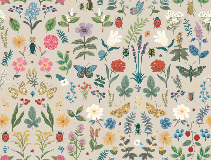 Curio Linen Peel & Stick Wallpaper by Rifle Paper Co. P&S Rifle Paper 3 Covers about 45 square feet 27-in by 20-ft long roll Peel & Stick 20.5 - Fabric Carolina -