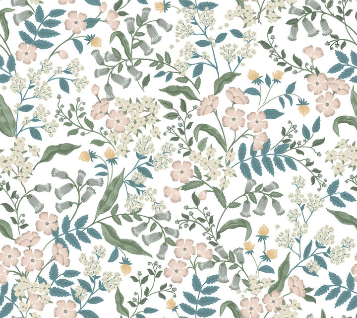 Sweetbrier Blush Peel & Stick Wallpaper by Rifle Paper Co. P&S Rifle Paper 3 Covers about 45 square feet 27-in by 20-ft long roll Peel & Stick 24 - Fabric Carolina -