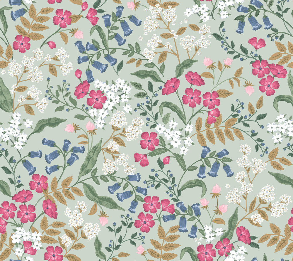 Sweetbrier Mint Peel & Stick Wallpaper by Rifle Paper Co. P&S Rifle Paper 3 Covers about 45 square feet 27-in by 20-ft long roll Peel & Stick 24 - Fabric Carolina -