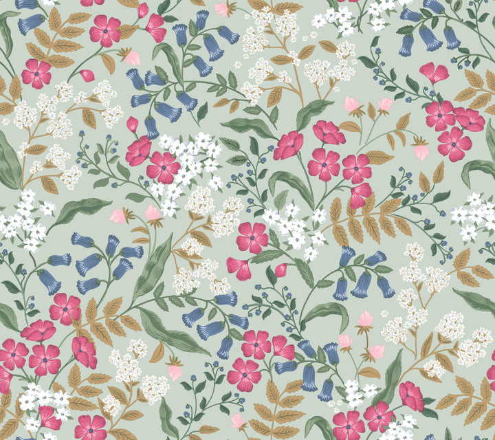 Sweetbrier Mint Peel & Stick Wallpaper by Rifle Paper Co. P&S Rifle Paper 3 Covers about 45 square feet 27-in by 20-ft long roll Peel & Stick 24 - Fabric Carolina -