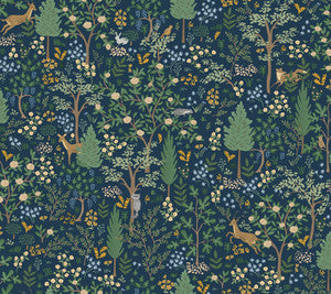 Woodland Navy Peel & Stick Wallpaper by Rifle Paper Co.