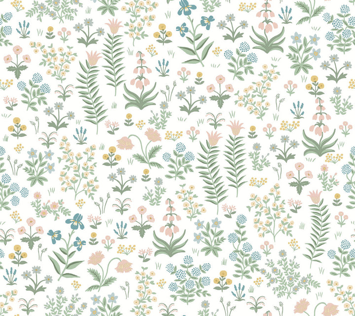 Menagerie Garden Blush Peel & Stick Wallpaper by Rifle Paper Co. P&S Rifle Paper 3 Covers about 45 square feet Peel & Stick 24-in repeat, straight match 27-in by 20-ft long roll - Fabric Carolina -