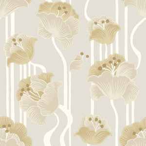 Shirley Neutral Deco Floral Peel & Stick Wallpaper by York Wallcoverings