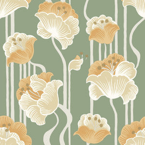 Shirley Green Deco Floral Peel & Stick Wallpaper by York Wallcoverings