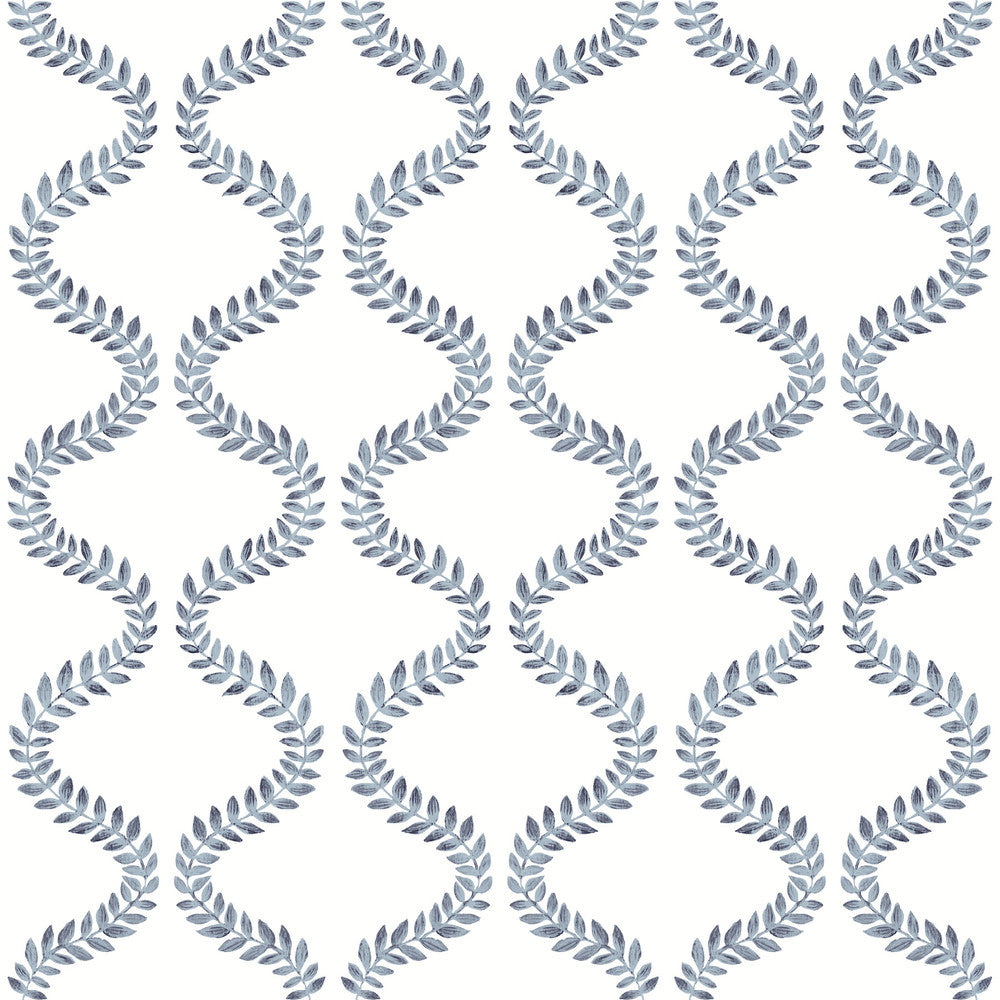Florentine Blue Vine Trellis Peel & Stick Wallpaper by York Wallcoverings Mirth Studios Covers about 34.2 square feet 20.5-in by 20-ft long roll Peel & Stick 20.5 - Fabric Carolina -