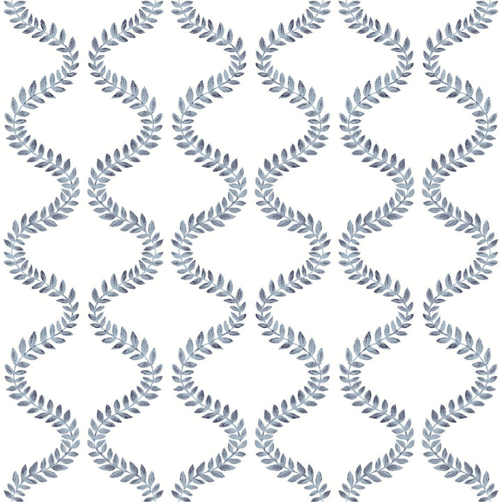 Florentine Blue Vine Trellis Peel & Stick Wallpaper by York Wallcoverings Mirth Studios Covers about 34.2 square feet 20.5-in by 20-ft long roll Peel & Stick 20.5 - Fabric Carolina -