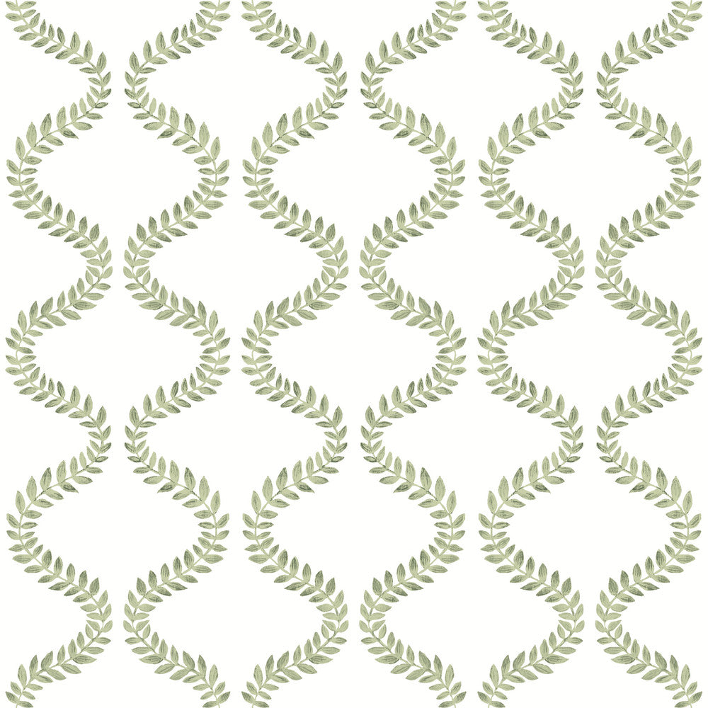 Florentine Green Vine Trellis Peel & Stick Wallpaper by York Wallcoverings Mirth Studios Covers about 34.2 square feet 20.5-in by 20-ft long roll Peel & Stick 20.5 - Fabric Carolina -