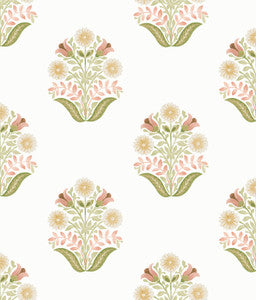 Sophie Pink Floral Medallion Peel & Stick Wallpaper by York Wallcoverings