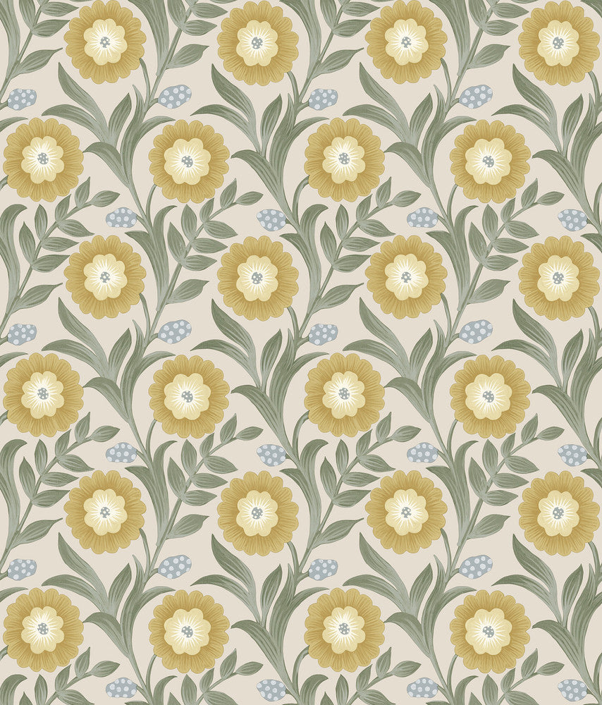 Lillian Sage Floral Vine Peel & Stick Wallpaper by York Wallcoverings Mirth Studios Covers about 34.2 square feet 20.5-in by 20-ft long roll Peel & Stick 24 - Fabric Carolina -