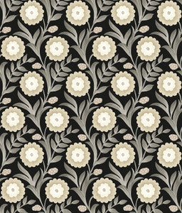 Lillian Black Floral Vine Peel & Stick Wallpaper by York Wallcoverings