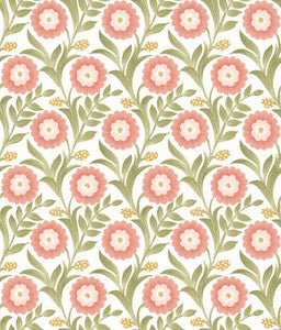 Lillian Pink Floral Vine Peel & Stick Wallpaper by York Wallcoverings