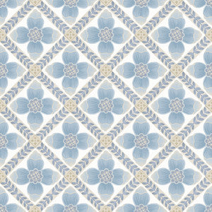 Mimi Blue Quilted Floral Peel & Stick Wallpaper by York Wallcoverings