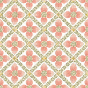 Mimi Coral Quilted Floral Peel & Stick Wallpaper by York Wallcoverings